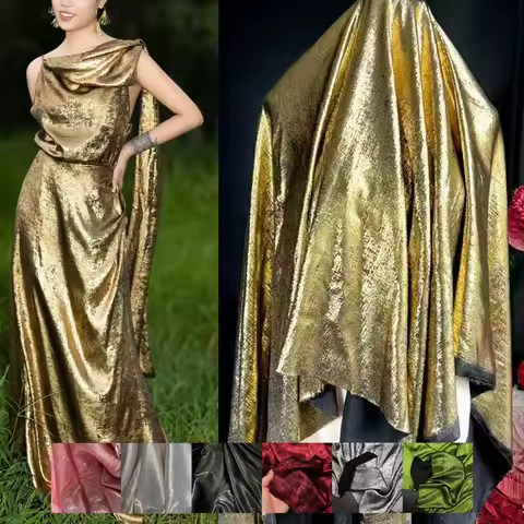 Gold silver black gilded Sparkle chiffon fabric Dresses performance costumes shirts wedding gown eve