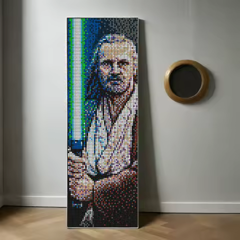 31205 Qui-Gon Jinn MOC Star Movie Pixel Art Painting Building Blocks Brick Set Wall Decoration Toys
