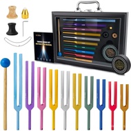 10 PCS Unweighted Tuning Fork for Healing Set, Multi-Color Chakra Tuning Forks, Aluminum Alloy Solfe