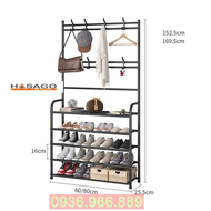 Kệ Để Giày Dép Kèm Móc Treo Đồ - Kệ Giày Dép Chữ H Có Móc Treo Đa Năng Mẫu Mới 2023 4 tầng kèm móc t