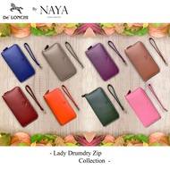 กระเป๋าสตางค์หนังวัวแท้ De'Lonchi Lady Drumdry Zip Lock Collection by NAYA กระเป๋าซิบรอบหนังดรัมดราย สีสันสดใส ทนทาน