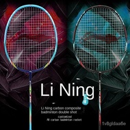 【New style recommended】Li Ning Badminton Racket Full Carbon King Rod Single Shot Double Shot Adult Men and Women Begin00