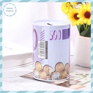 Adfz Tinplate Cylinder Piggy Bank Euro Dollar Picture Box Household Saving Money Box SG