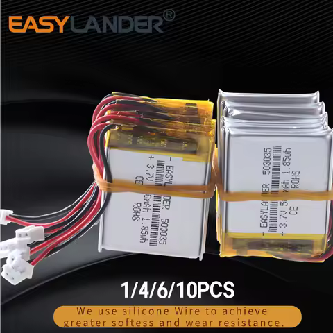 Silicone Wires 3.7V 500mAh 503035 JST2.0mm 2Pin Rechargeable Lithium Li-ion Polymer Battery Lipo Bat