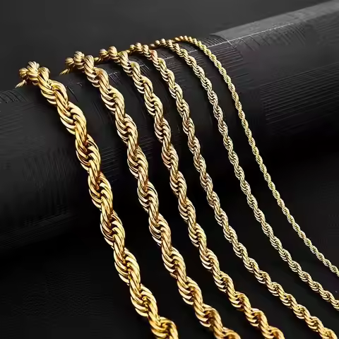 Hot Selling 2/3/4/5/6mm 316L Rope Chain Necklace Stainless Steel Never Fade Waterproof Choker Men Wo