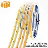 DC12V 24V COB LED Strip Light 320 384 528 LEDs High Density Super Bright Flexible COB LED Lights Warm/Natural White LED Tape for room ceiling bulb bar decoration