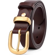 Womens Belts for Jeans 1.1" Width Ladies Belts for Dresses Full Grain Leather Gold Buckle Belt Gift 