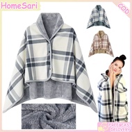 HomeSari Wearable Plaid Blanket with Button Flannel Snap Closure Warm Throw Blanket Office Shawl