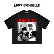 Auxso Clothing - Oversized Boxy T-Shirt Homicide Ahmad Dhani Men's Black T-ShirtDesign Wanita