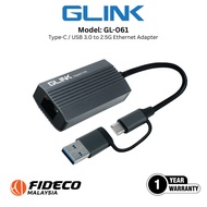 GLINK (GL-061) – Type-C / USB 3.0 to 2.5G Ethernet Adapter