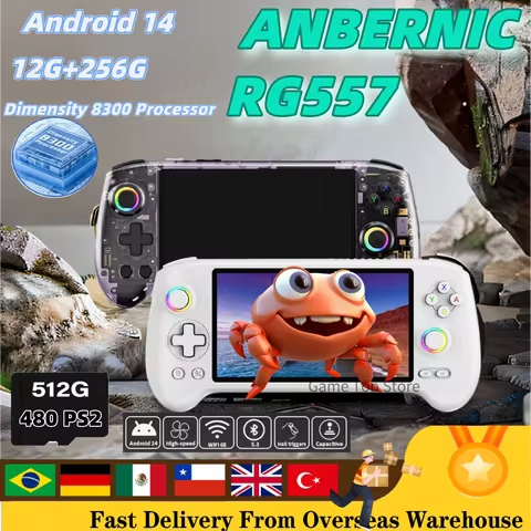 ANBERNIC RG 557 Retro Video Player RG557 Handheld Game Console 5.48" AMOLED Screen Android Supports 
