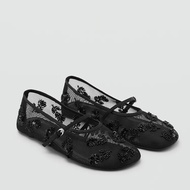 Beaded Mesh Ballet Flats