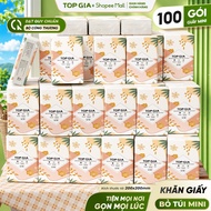 100 PACK OF Tieu Ha mini PAPER, TOPGIA 4-layer large format tissue, convenient paper safe for all sk