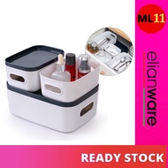 ELIANWARE Desktop Storage Box Dustproof Office Organizer with Lid Makeup Cosmetic Organizer Storage 
