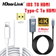 HdoorLink IOS To HDMI Adapter Projection Cable Sync Screen Connector USB C To HDMI Cable IOS/Type C 