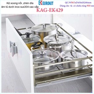 Kệ chén bát xoong nồi Euro âm tủ bếp inox 304 Kệ đa năng ray kéo tủ bếp dưới 90cm KAG-304EK429 khuyế