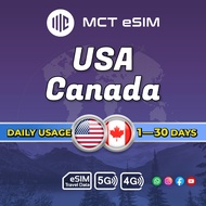 USA+Canada Combo eSIM Daily Usage 1GB- 2GB+Unlimited - Receive eSIM QR Code on the same day