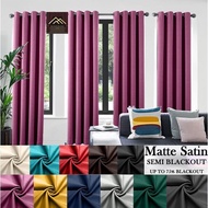 Matte satin Langsir Matte Semi-Blackout For Windows,Room and Sliding Door(Semi-Blackout Curtain RING &amp; HOOK)75% Blackout