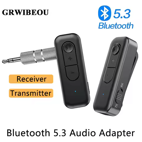 GRWIBEOU 2 in 1 BT 5.3 Transmitter Receiver 3.5mm BT Adapter Adapter for Car for TV/Headphone/Speake