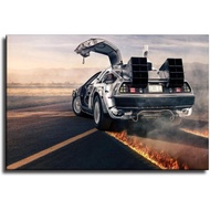 Back To Future Delorean Time Machine Poster Decorative Painting Canvas Wall Art Living Room Posters 