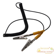 WISDOM Anti-Static ESD Grounding Cable, PU,Metal 180cm / 71" Coiled Cord, Durable 2mm Male-to-Female
