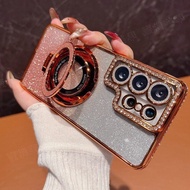 Shiny Invisible Bracket Case Suitable For Samsung S26 S25FE S24 S23 Ultra A57 A56 A55 Phone Protecti