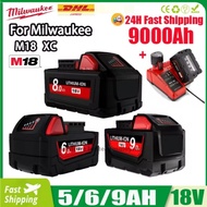 Milwaukee M18 18V red lithium high output battery pack 9Ah 6Ah 5Ah 4Ah XC9.0 XC6.0 XC5.0 with samsun