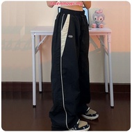 (MY STOCK)American Retro Street vibe Style Stitching Contrast Color Overalls Casual Pants Men Loose 