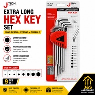 JETECH BL-C9 9PCS Extra Long Hex Key Set Allen Key 1.5mm-10mm HRC 56-61