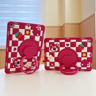 【Hot】Portable 360 Rotating Holder Strawberry Bear Silicone+PC Tablet Protective Case,For iPad mini 1