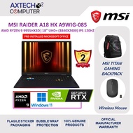 MSI Raider A18 HX A9WIG-085 18" UHD+ Gaming Laptop ( Ryzen 9 9955HX3D, 64GB, 2TB SSD, RTX 5080 16GB,