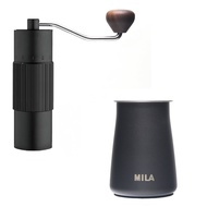 MILA 專業達人外調式迷你手搖磨豆機(不鏽鋼磨芯)加咖啡篩粉器-黑