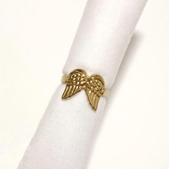 Gold angel wings feather ring