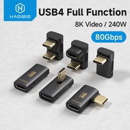 Hagibis USB4 อะแดปเตอร์ PD240W 80Gbps 8K USB C ถึง Type-C 90 องศาแปลงมุมขวาใช้งานร่วมกับ Thunderbolt