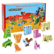 【2-in-1 Dinosaur Robot ABC Puzzle】26PCS Alphabet Transforming Toys | English Letter Recognition & ST