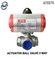 premium Actuator Ball Valve 3 Way Type L Port Double Acting Size 1 1/4