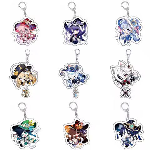 Raiden Shogun Klee Nahida Q Type Genshin Impact Cartoon Keychain Acrylic Bag Keyring Pendant Trendy