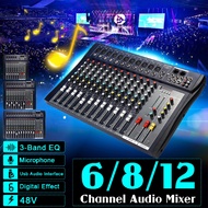 30W 6/8/12 Channel USB Power Microphone Digital Sound Mixing Amplifier Console Professional Karaoke Audio Mixer Audio 48V