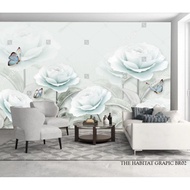 Cetak wallpaper 3d custom motif bunga anggrek, wallpaper dinding bunga