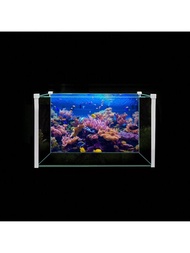 1捲可愛魚缸背景貼紙，卡通海洋熱帶海草植物水族箱背景裝飾紙，魚缸玻璃裝飾，自粘膜用於寵物生態水族箱底部。