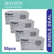 [Bundle of 4] Yukare Surgical Face Mask 3-ply 50pcs - Black