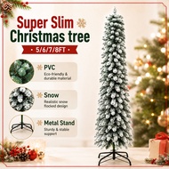 NUVOX Super Slim Christmas tree 5/6/7/8Ft PVC Pointed Snow Christmas Tree Space-Saving for Apartment