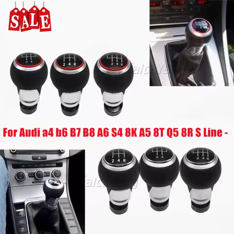 12mm 5/6 Speeds Car Gear Shift Knob For Audi A4 B6 B7 B8 A6 S4 8K A5 8T Q5 8R S Line Ibiza 6J Seat L