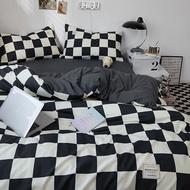 Checkerboard Bedsheet Set Fitted Bedding Comforter Cover Set Queen Fitted Cadar Quilt Cover Single Size Super Single Siz