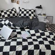 Checkerboard Bedsheet Set Fitted Bedding Comforter Cover Set Queen Fitted Cadar Quilt Cover Single S