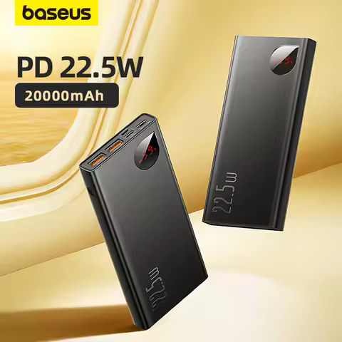 Baseus Power Bank 20000mAh Portable Charger Powerbank 10000mAh External Battery PD 22.5W Fast Chargi