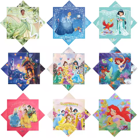 Table Paper Napkin Elegant Tissue Beautiful Decoration Disney Princess Party Home Belle Mermaid Tang