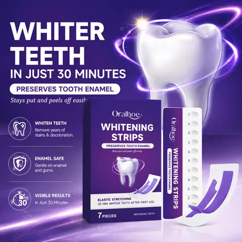 Purple Teeth Whitening Strips 30 Minutes Oral Cleaning Removal Gel Improve Dental Yellowing Oral Car