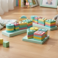 MK104 Geometric Puzzle Block Toy Geometric/ Wooden Puzzle Wooden Block 1008 Puzzle/ Shape Sorter