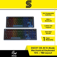 DUCKY OK-M Tri-Mode Mechanical Keyboard 75%/98% Layout - Wine Red/Baby Switches